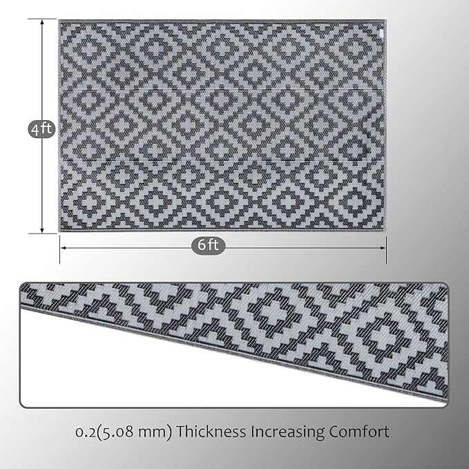SAND MINE Waterproof Outdoor Rug 4x6 ft, Reversible Mats, Modern Area Rug - Image 2
