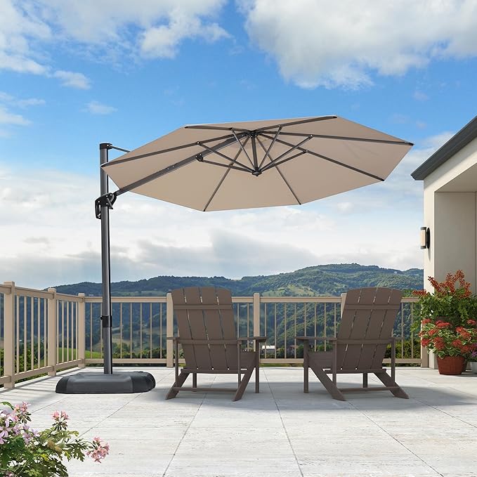 PURPLE LEAF 10 Feet Patio Umbrella Outdoor Cantilever Round Umbrella Aluminum - Image 2