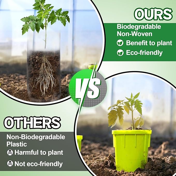 Cosweet 13.5''H Deep Nursery Grow Bags, Biodegradable Non-Woven Fabric Planting - Image 3