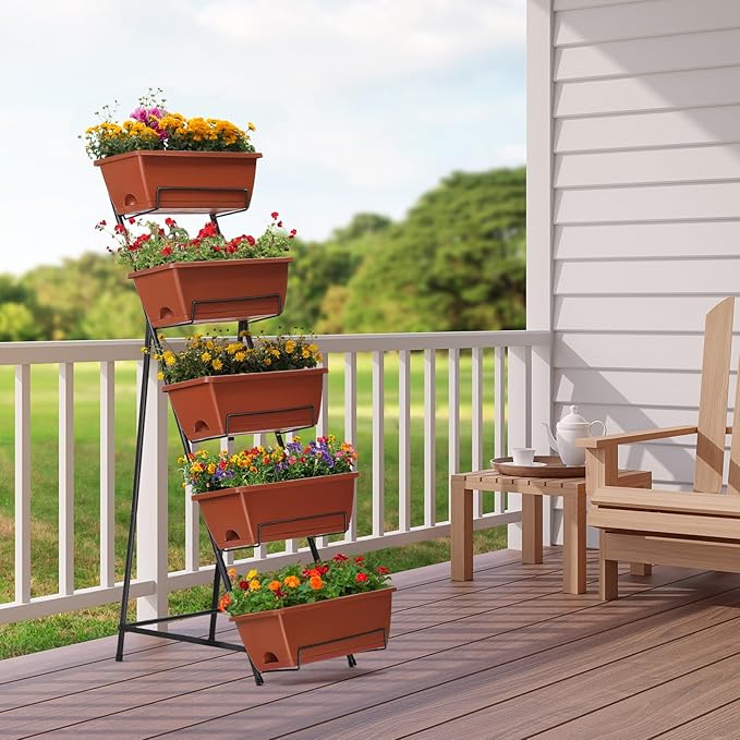 YBING Vertical Garden Bed 5 Tier Vertical Raised Garden Planter Standing Herb - Image 5