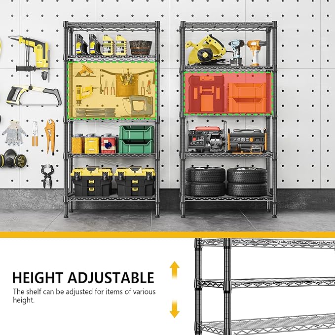 1250 lbs 5 Tier Shelf Metal Storage Shelves Wire Rack Closet Organizers - Image 7