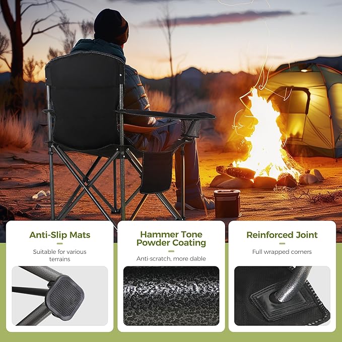 ALPHA CAMP Heavy Duty Camping Chair 500LBS Capacity, Oversized Folding Chair - Image 4