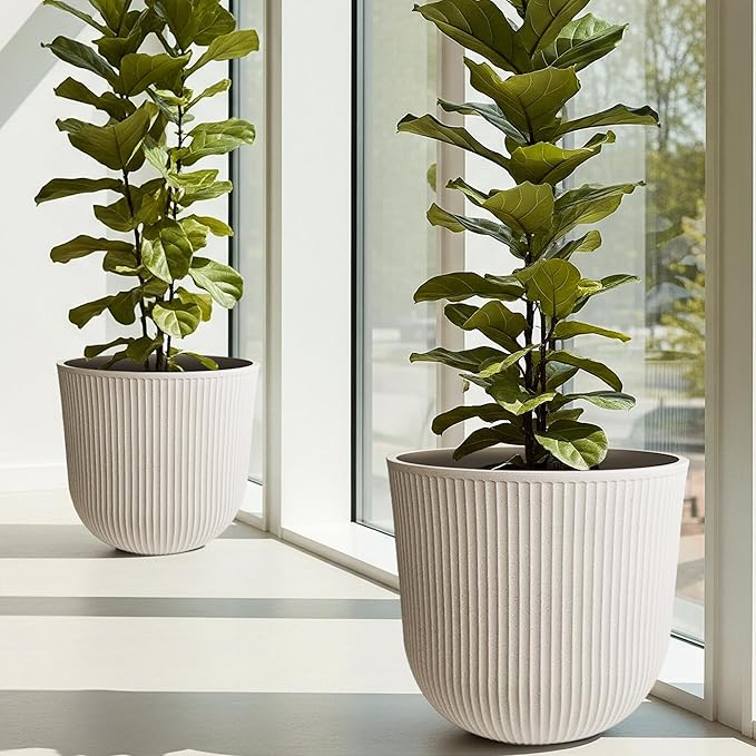 WORTH Garden Round Large Planter Pot Set of 2-17.5" Dia x 15.5" H - Image 2