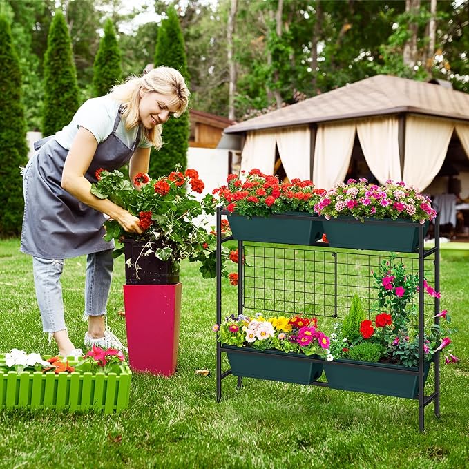 OYEAL Raised Garden Bed with Legs & & Trellis 32" Tall Vertical Herb Garden - Image 7