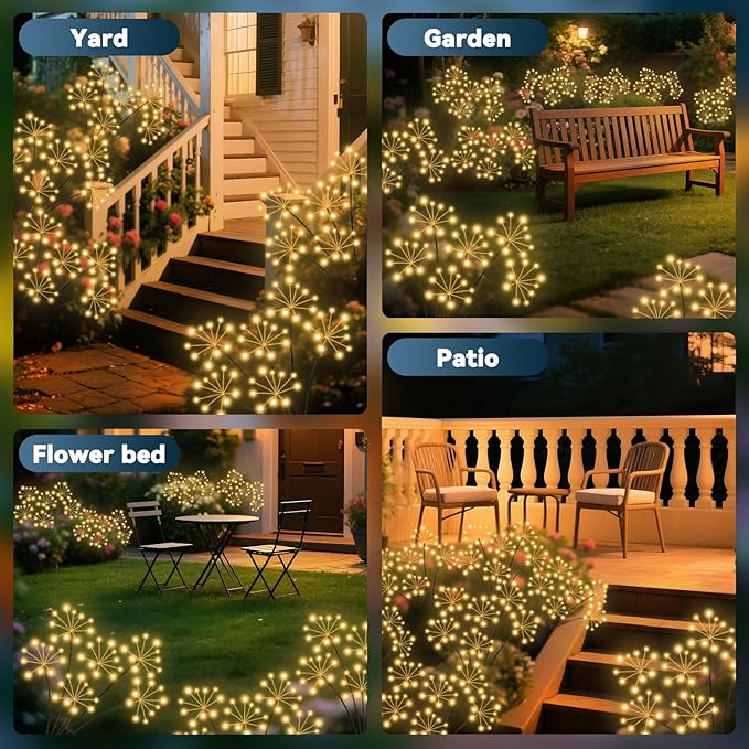 Solar Garden Lights 2 Pack Waterproof Swaying Starburst Light Solar Outdoor - Image 7