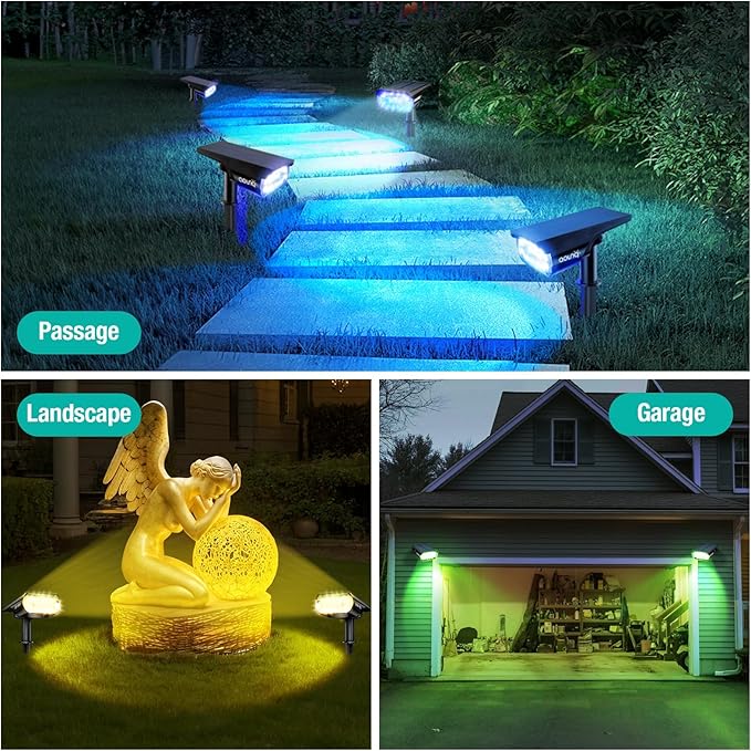 68 LEDs RGB Solar Spot Lights, 1000 Lumens 9 Lighting Modes Color Changing - Image 5