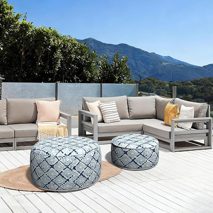 LVTXIII Outdoor Inflatable Ottoman, Fade-Resistant Round Footrest Stool D31”x - Image 6