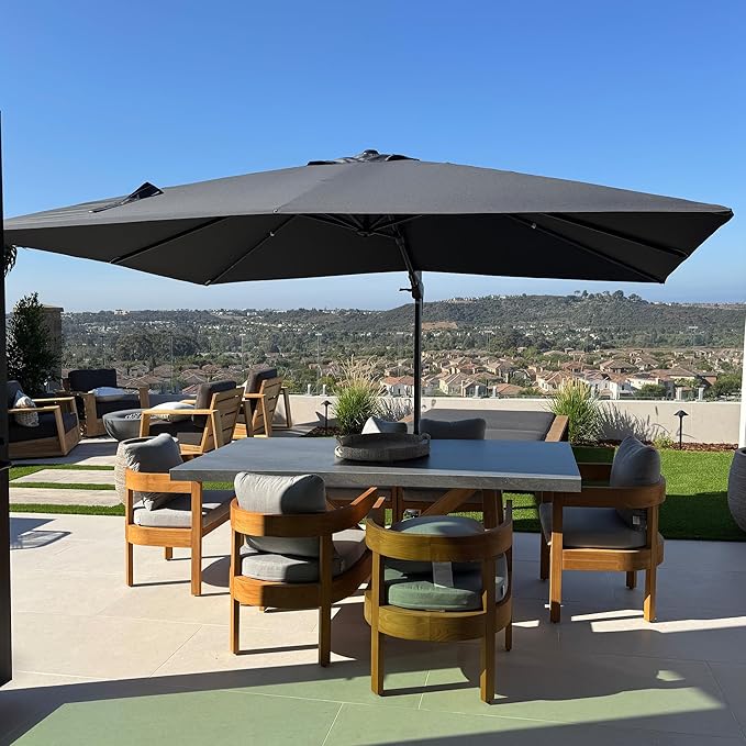 PURPLE LEAF 9' X 12' Left-right Tilt Patio Umbrella Outdoor Cantilever Swivel by PURPLELEAF
