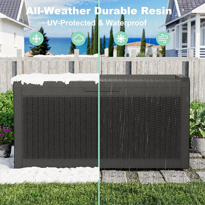 ROJIK Outdoor Storage Housing Deck Box, Waterproof Patio Furniture, Garden Tools - Image 5