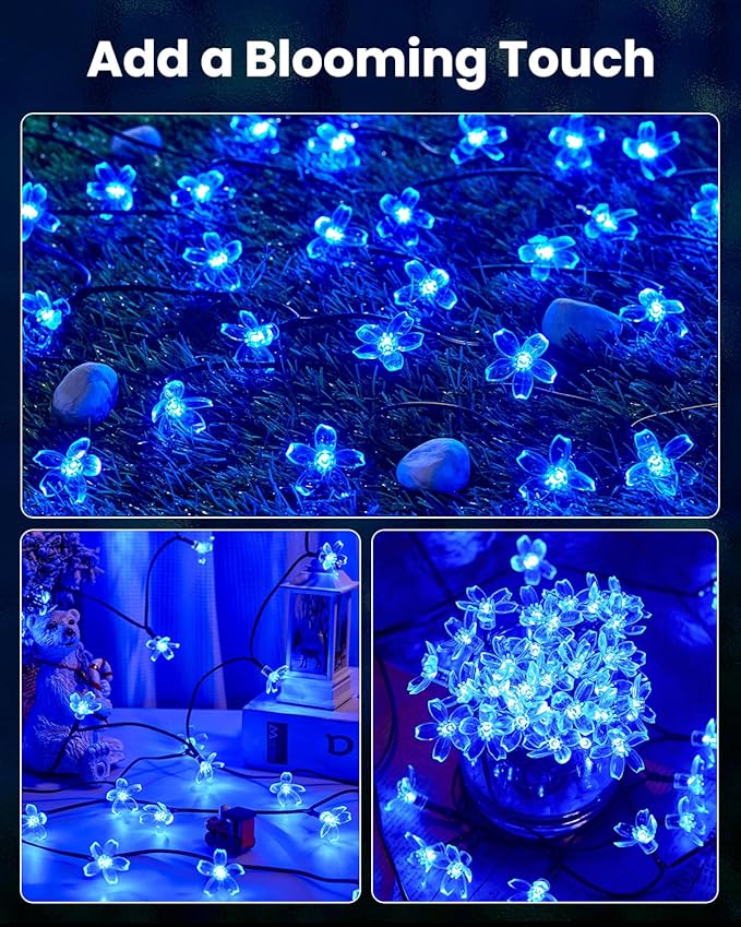 Brightown 2 Pack Total 52FT 120 LED Solar Flower String Lights - Image 7