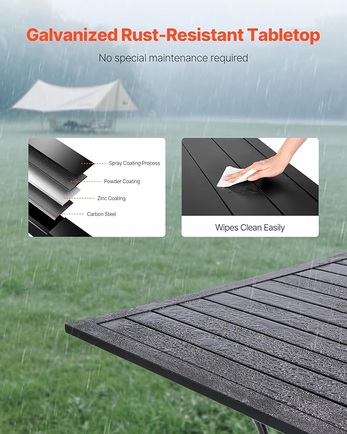 VEVOR Outdoor Patio Dining Table, 37 inch Square Metal Steel Slat Backyard - Image 4