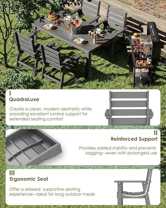 GREENVINES Outdoor Dining Chairs Set of 2 | HDPE | Patio Chair | All-Weather | - Image 5
