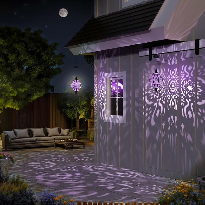 Hanging Solar Lights Outdoor Garden Decor Solar Lantern Waterproof Plastic - Image 4