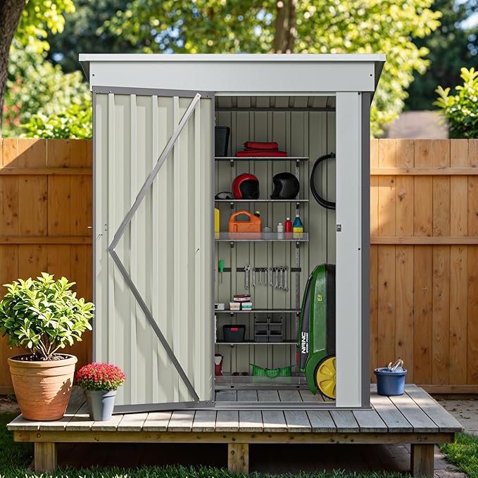 Greesum 5×3 FT Outdoor Storage Shed, Metal Storaged Sheds Without Floor - Image 8