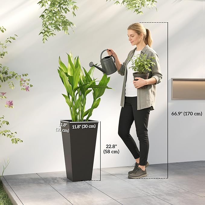 Outsunny 23 Inch Tall Planters for Outdoor Plants, Weather and UV Resistant - Image 3