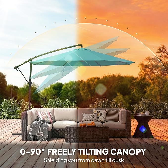 Outsunny 10 ft Offset Patio Umbrella - Image 4
