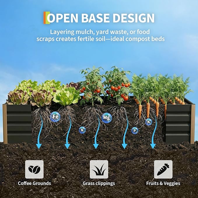 Garvee Aluminum Raised Garden Bed 4' x 2' x 16", Open-Bottom Deep Design - Image 6