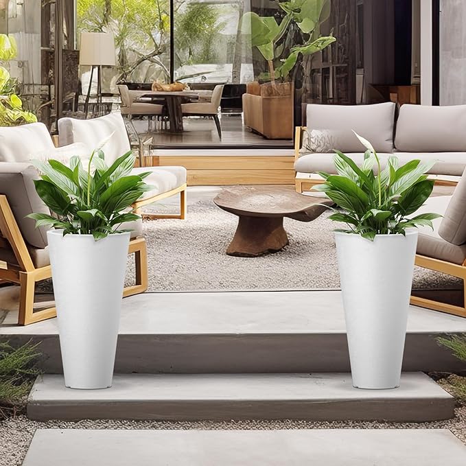 Kante Tall Round Planter Set of 2, 23 Inch Tall Decorative Planter Pots - Image 5