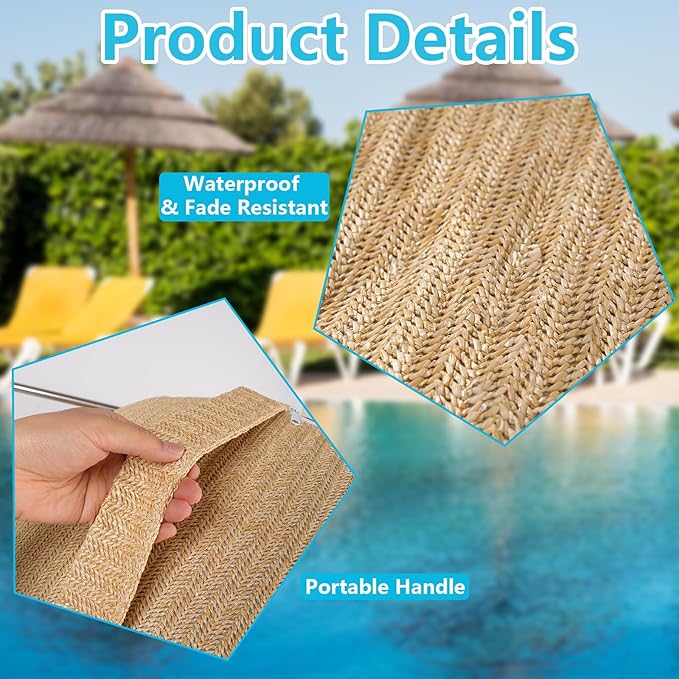 Woven Inflatable Ottoman, Fade-Resistant D31”x H14” Outdoor Indoor Pouf Patio - Image 3