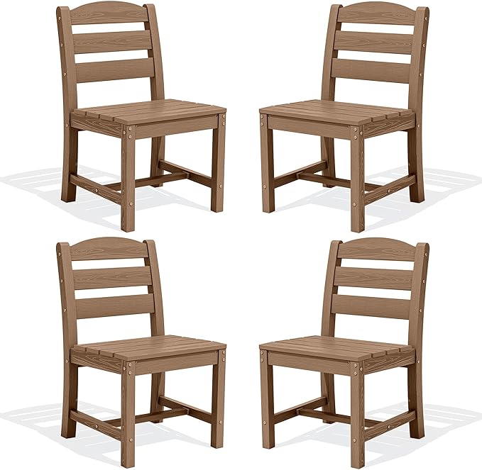 SERWALL Outdoor Dining Chairs Set of 4, All-Weather HDPE Patio Chair by SERWALL