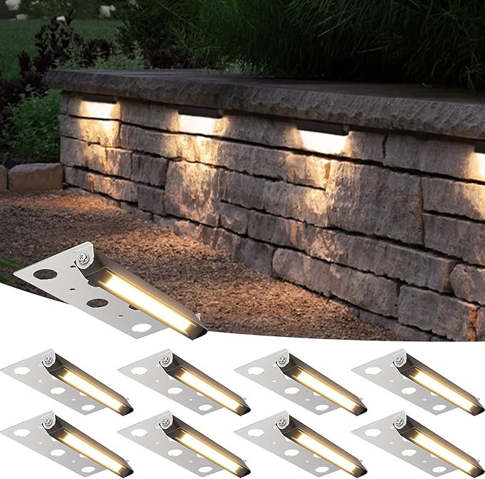 SUNVIE 8-Pack 7 Inch Retaining Wall Lights 5W LED Waterproof Hardscape Lighting by SUNVIE