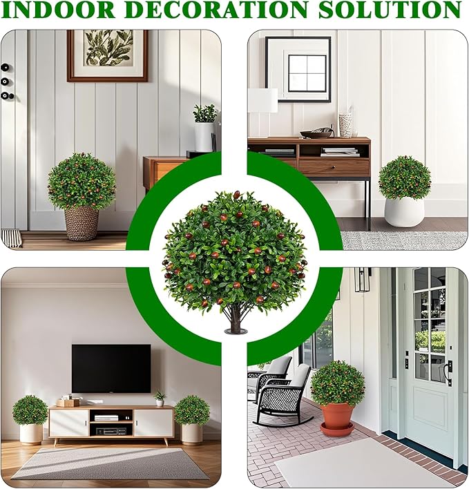 2 Pack Artificial Olive Topiary Tree, Artificial Shrub Bushes - Image 6