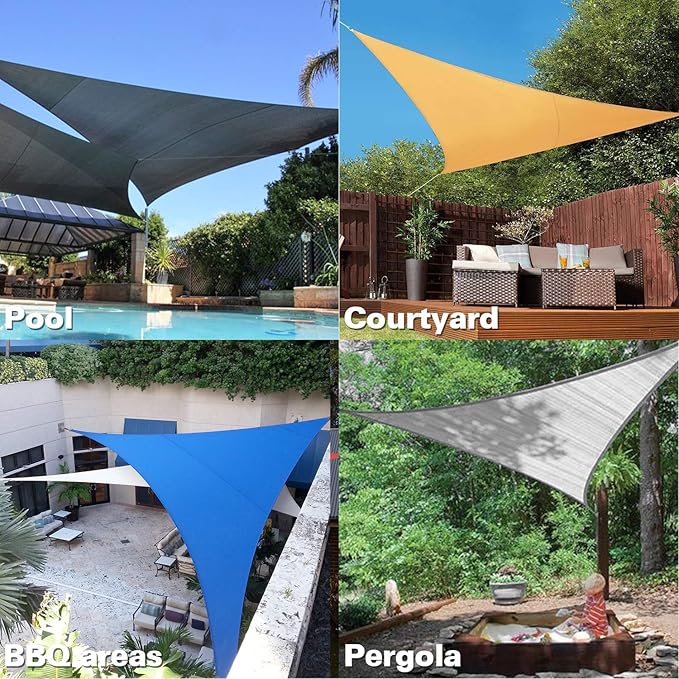 KANAGAWA Sun Shade Sail 12'x12'x12' Scarlet Triangle UV Block Canopy Awning - Image 7