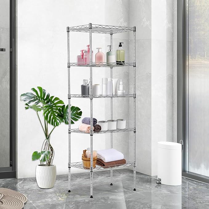 BestOffice | 5-Tier Wire Storage Shelves | 17x12x48 | Chrome | - Image 2
