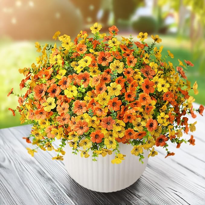 Artificial Flowers Faux Plants Outdoor Fake Flowers Spring Decor, 12 Bundles - Image 4