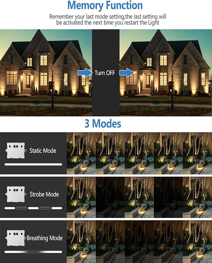 CLY 6 in 1 Solar Spot Lights Outdoor, 2700K Warm White Solar Spotlights - Image 3