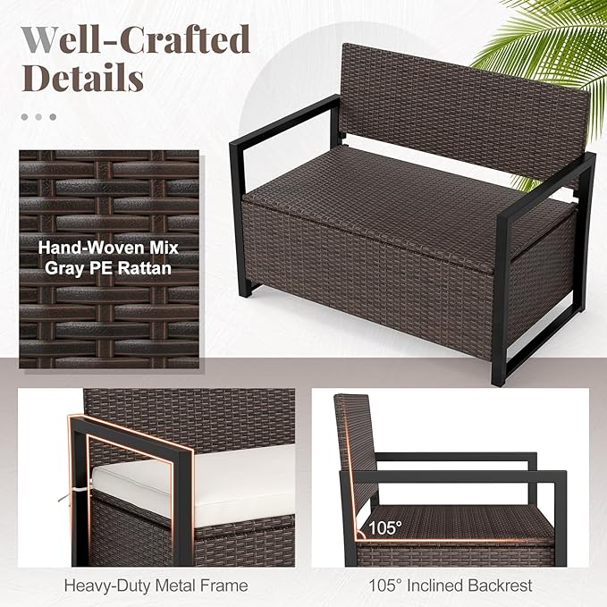 RELAX4LIFE Wicker Outdoor Bench - Image 7
