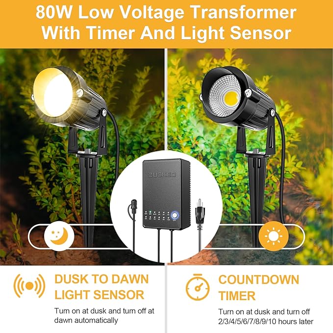 ZUCKEO All-in-One Low Voltage Landscape Lighting Kit, 5W LED Landscape Lights - Image 2