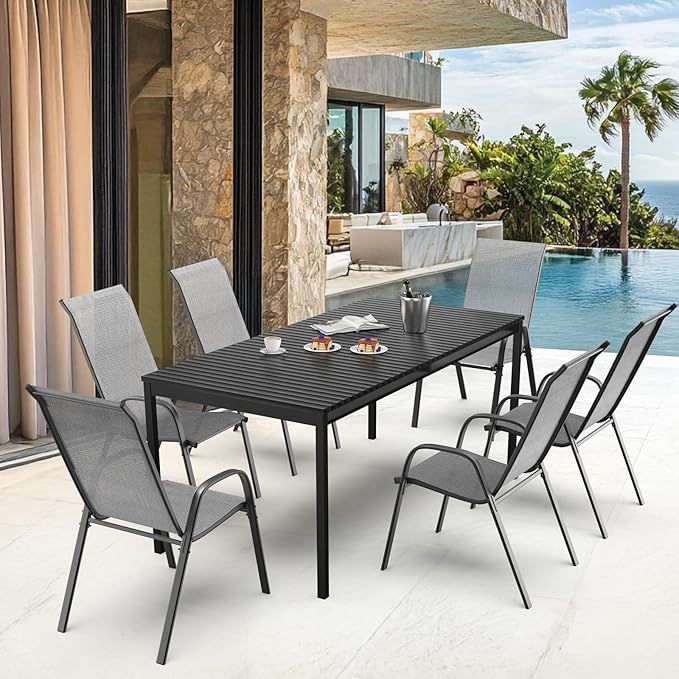 VINGLI Patio Chairs Set of 8 – Stackable Outdoor Dining Chairs - Image 5