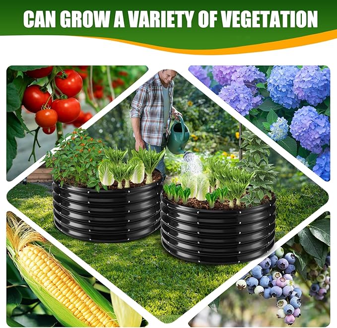 17" Tall Elevated Round Metal Rised Garden Bed- 2.7'x2.7' in Size and 0.8MM - Image 6