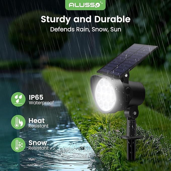 ALUSSO® Solar Landscape Spotlights 3CCT, Dimmable Solar Spot Lights Outdoor - Image 6