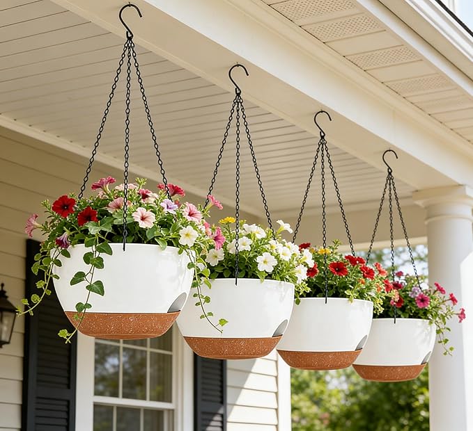 Set of 4-8 Inch Self Watering Hanging Planters - Image 7