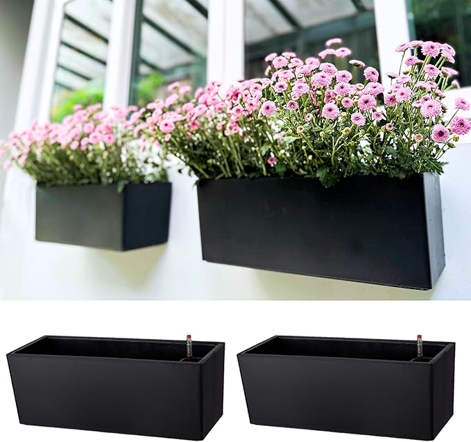 LaLaGreen Wall Planters for Outdoor Black Self Watering System Hanging Plant by L%C3%A1L%C3%A1Green