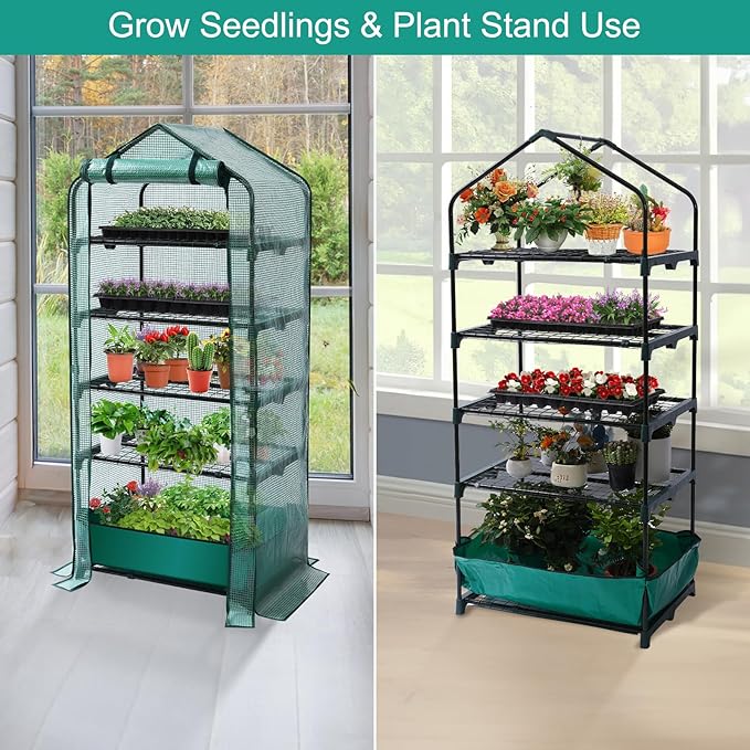 Mini Greenhouse for Indoor Outdoor, 5 Tier Shelves Rack Small Green House Heavy - Image 7