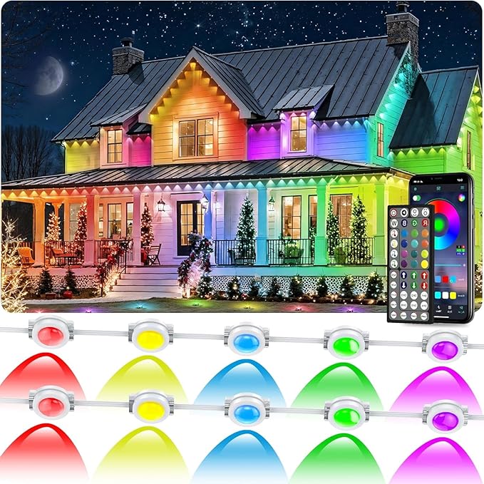 300FT/90M Permanent Outdoor RGB Lights, IP67 Waterproof Smart Eave Lighting by Unknown