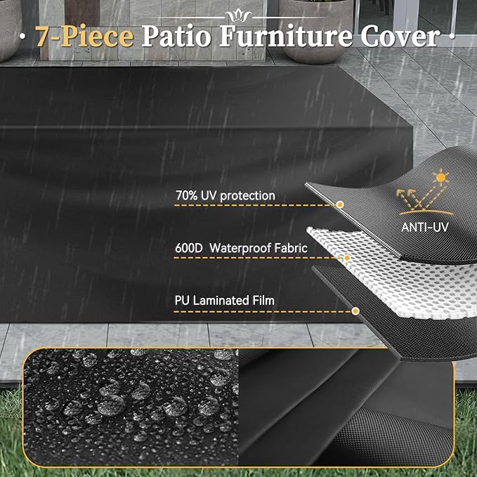 Aoxun 11 Piece Patio Furniture Set Wicker Rattan Patio Conversation Set Outdoor - Image 7