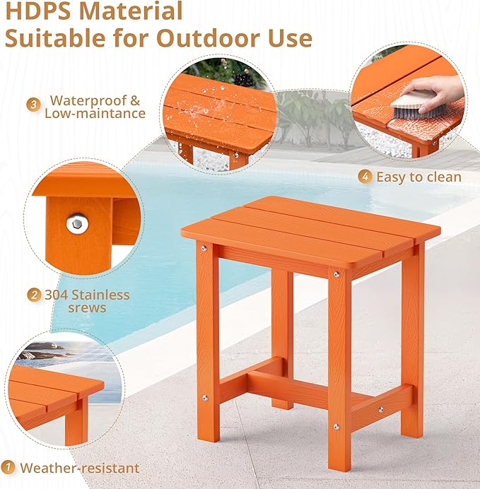 LUE BONA Outdoor Side Table, HDPS Small Outdoor Table, Adirondack Side Table - Image 6