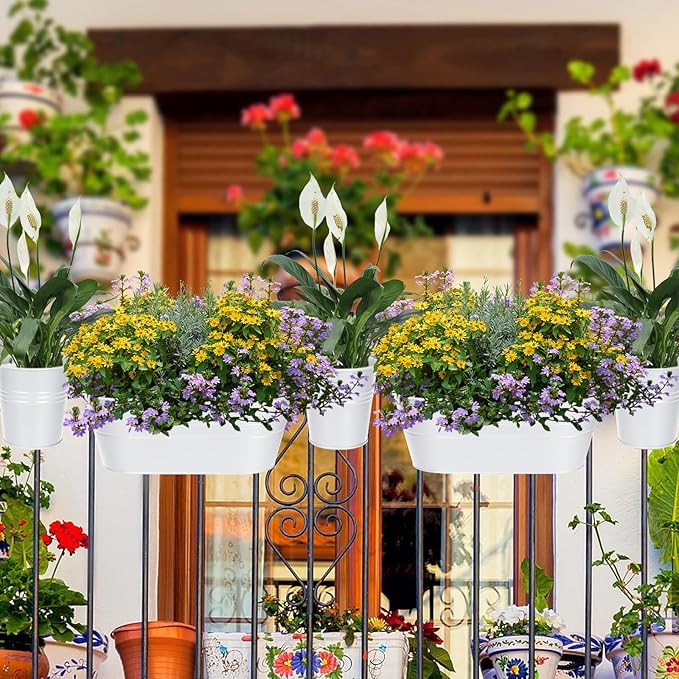 HowRU Metal Iron Flower Pots for Railing Fence Hanging Bucket Pots and Hanging - Image 7