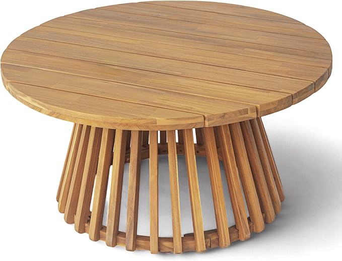 Merax Patio Outdoor Acacia Wood Round Coffee Table - Image 3