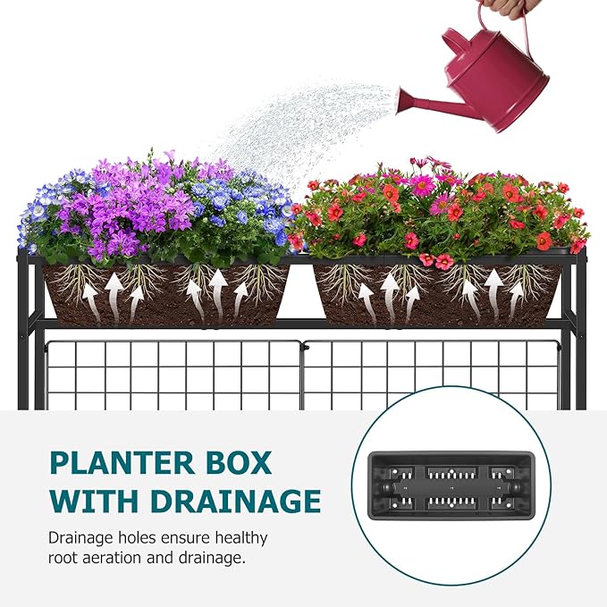 OYEAL Raised Garden Bed with Legs & Trellis, Vegetables - Image 3