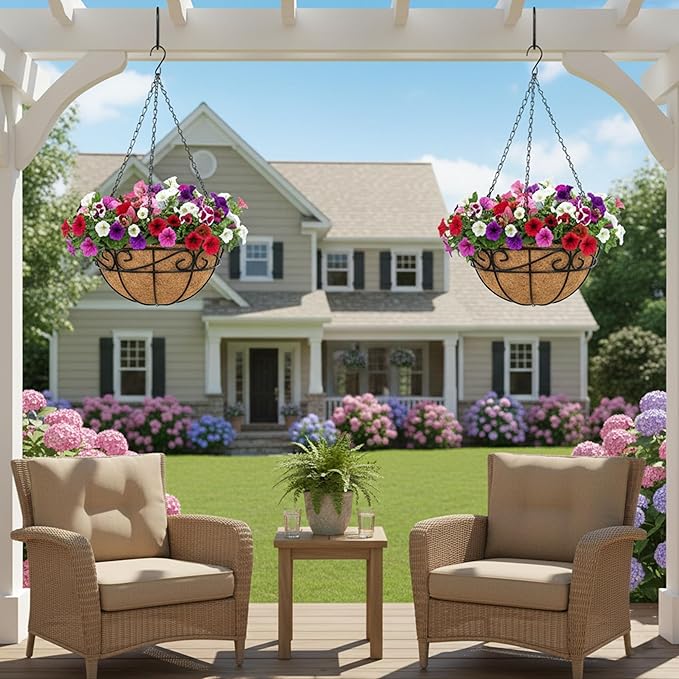 Outdoor Metal Hanging Planters Basket Hanging Baskets - Image 7