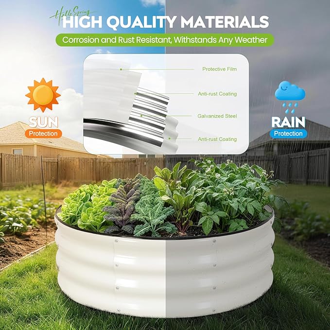 ZORMY Galvanized Raised Garden Bed Outdoor, Round Metal Planter Boxes 2 Pcs - Image 4