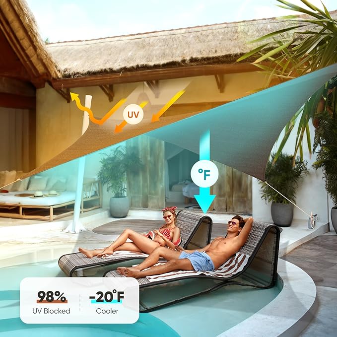 Quictent 20x16ft 185G HDPE Rectangle Sun Shade Sail Canopy 98% UV Block Outdoor - Image 3