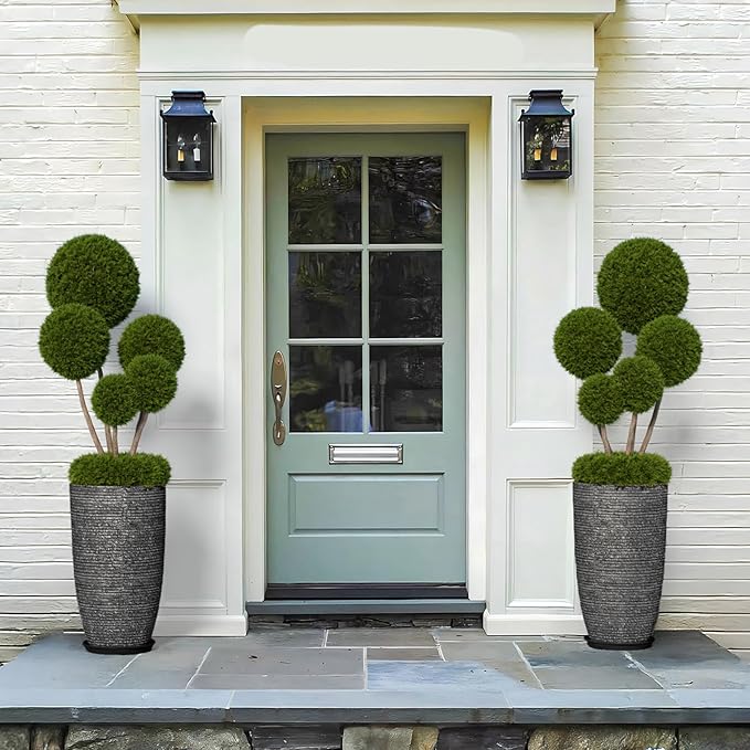 QCQHDU Large Tall Dark Gray Planters Set of 2-9 Gallon 12" Round Outdoor - Image 4