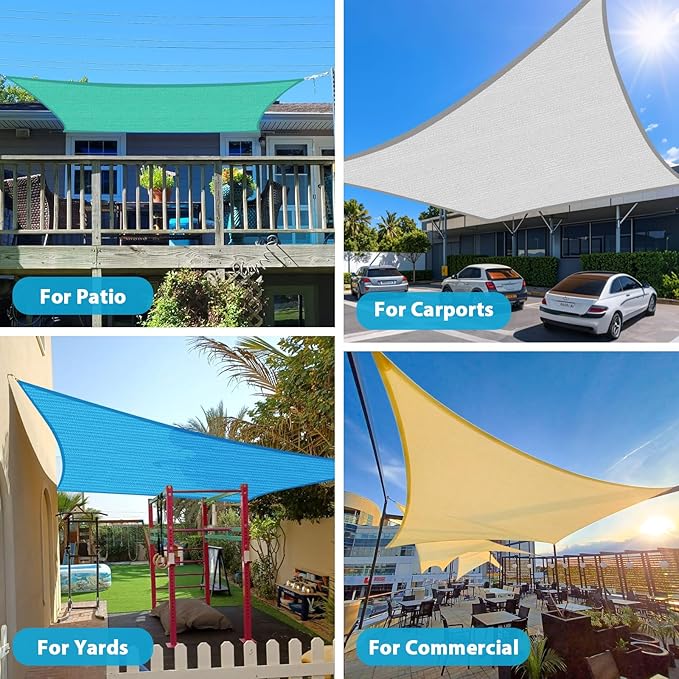 Amagenix Sun Shade Sail 16'X20' Curved Edge Outdoor Shade Canopy Sand - Image 7