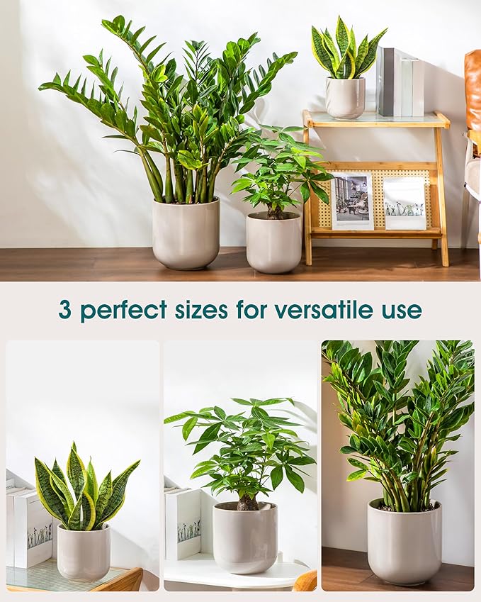 vancasso 6+8+10 inches Ceramic Plant Pots, Planters - Image 5